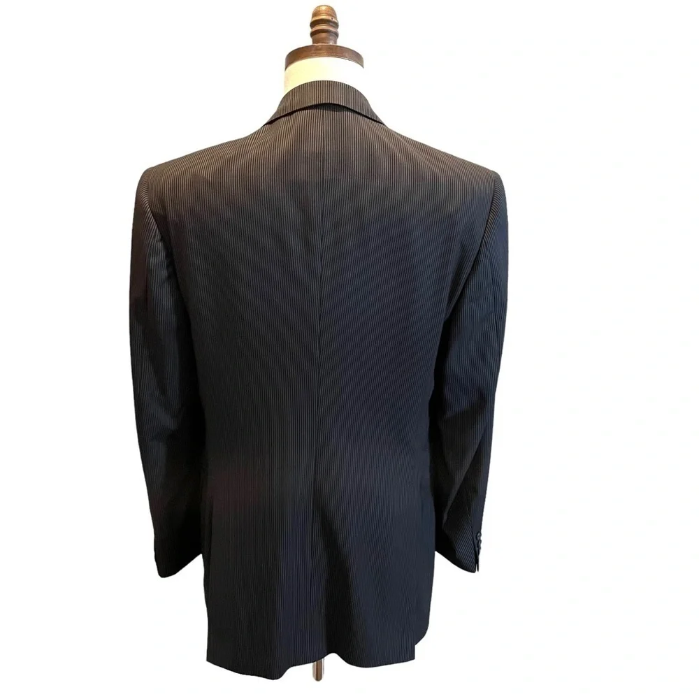 Jack Victor Suit Blazer Jacket Black Pinstripe 40R Wool Super 110 Workwear